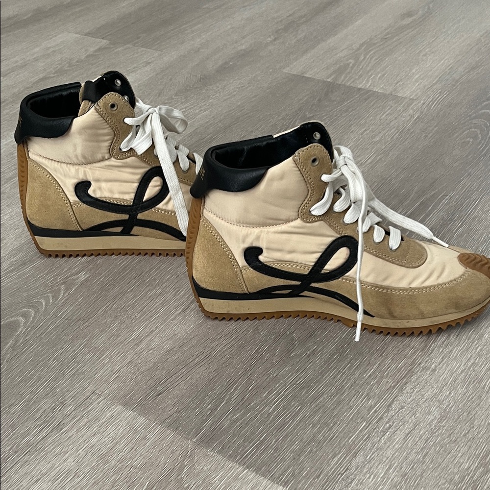 Loewe Beige and Black High-Top Sneakers - Picture 3 of 6